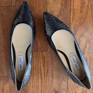 JIMMY CHOO Sequin Flats size 42 or 11 Black